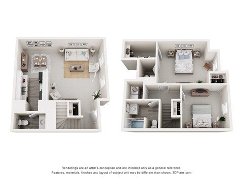 Floor plan for 2 beds, 2 baths, 1519 sqft